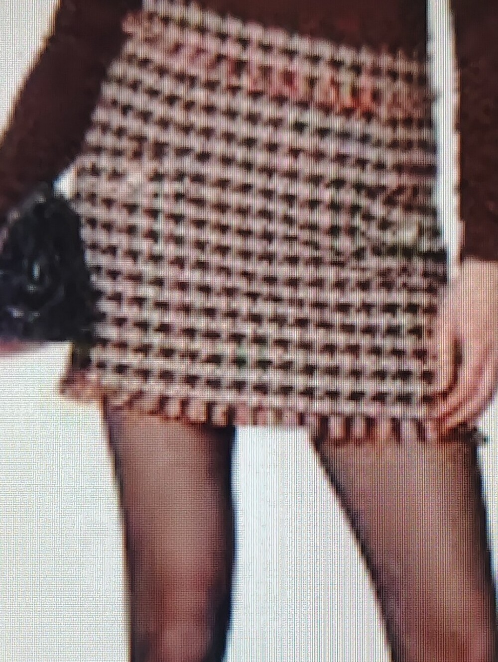 Walter Baker Vallery Chocolate Brown Houndstooth Fringe Mini Skirt Sz 4